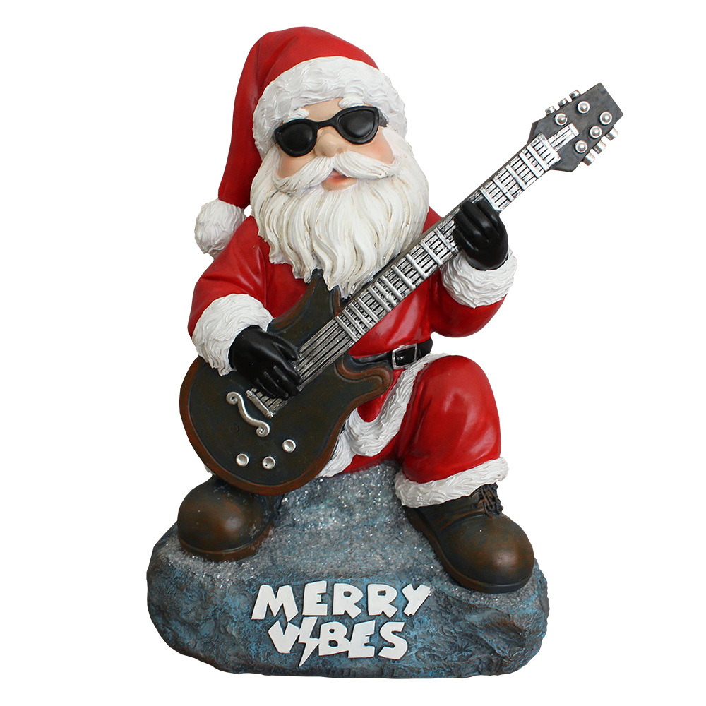 Merry Vibes Rockstar Santa Christmas Figurine, 10