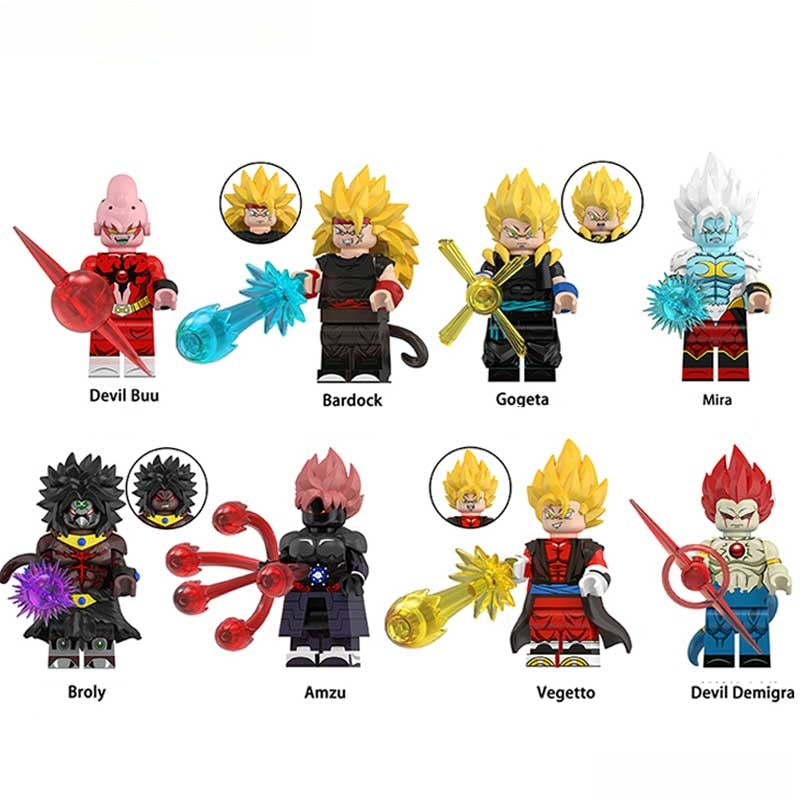 Dragon Ball Z Super Xeno Set of 8 Minifigure Best Custom Anime