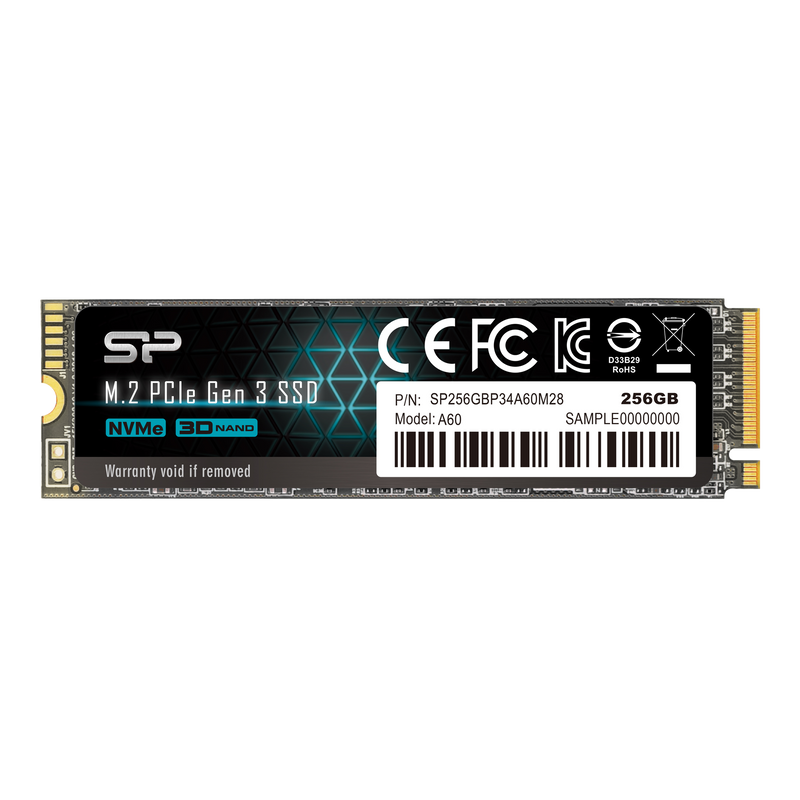 Silicon Power P34A60 128GB-2TB NVMe PCIe Gen3x4 M.2 2280 Internal Solid State Drive