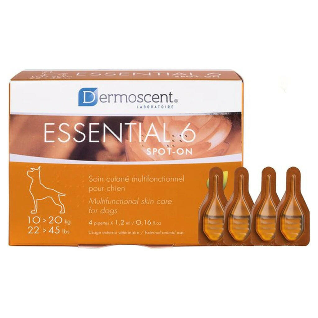 Dermoscent Essential-6 SpotOn Medium Breed Dog Skin Care Treatment 22-45 lbs.(4 count)