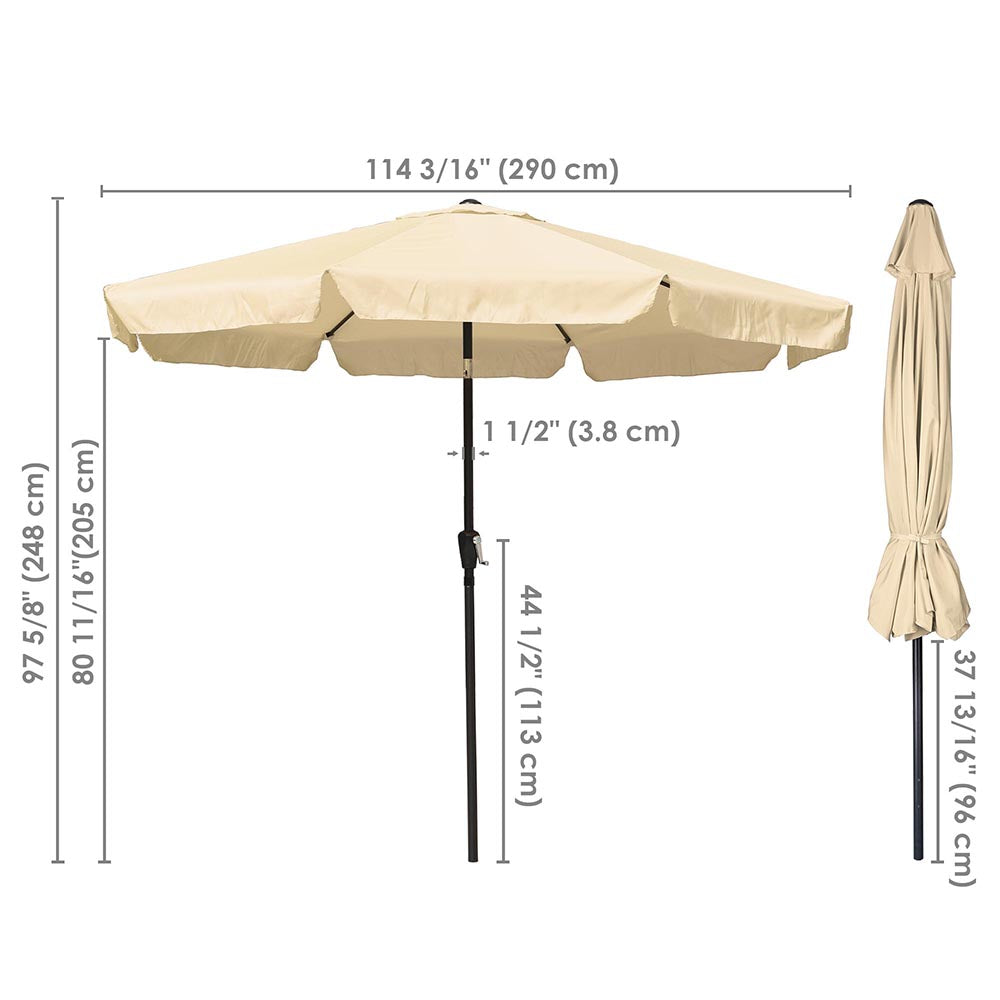 LAGarden 10ft Patio Outdoor Market Umbrella Tilt Multiple Colors