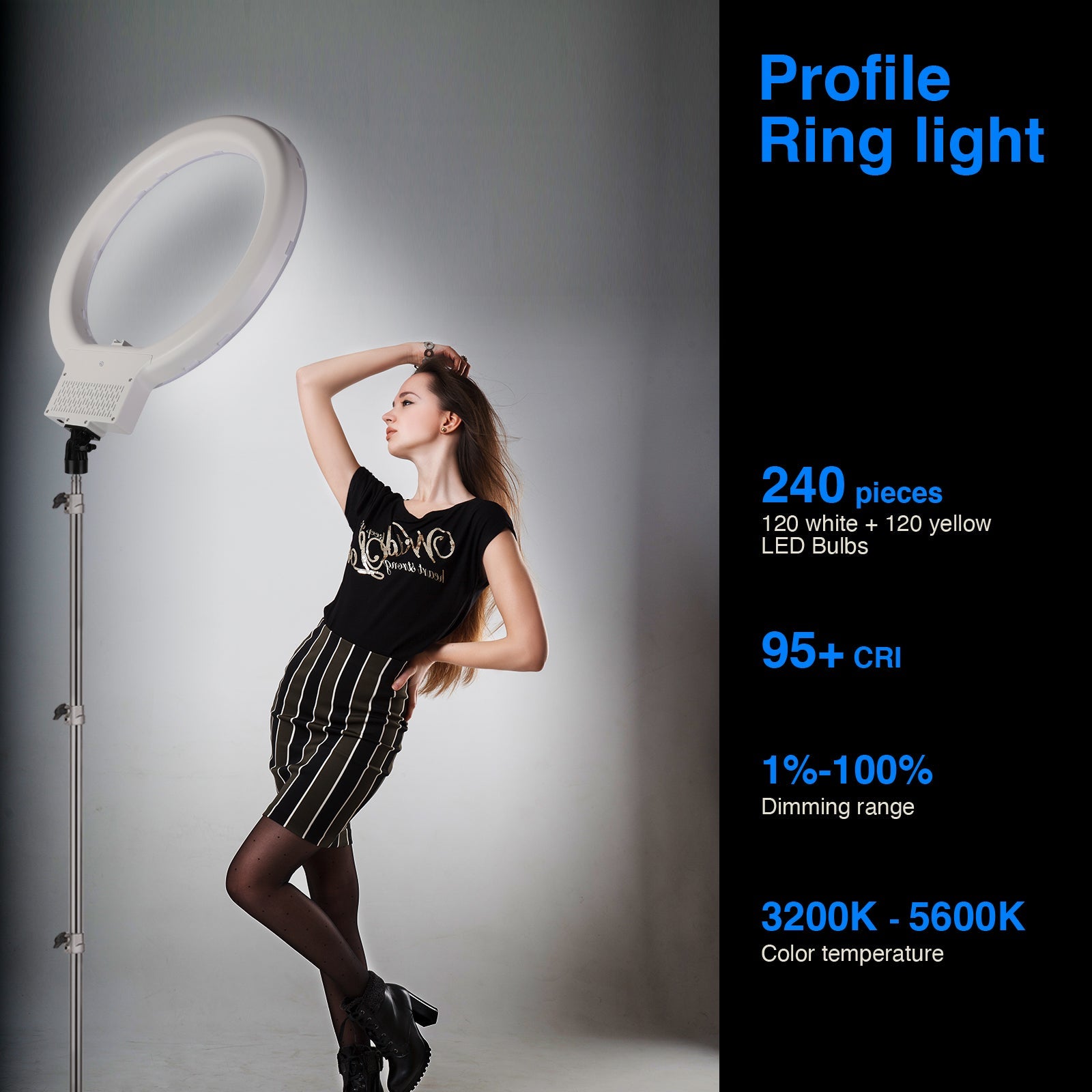NEEWER SL18 18 Inch Bi-color LED Ring Light With Silver Stand