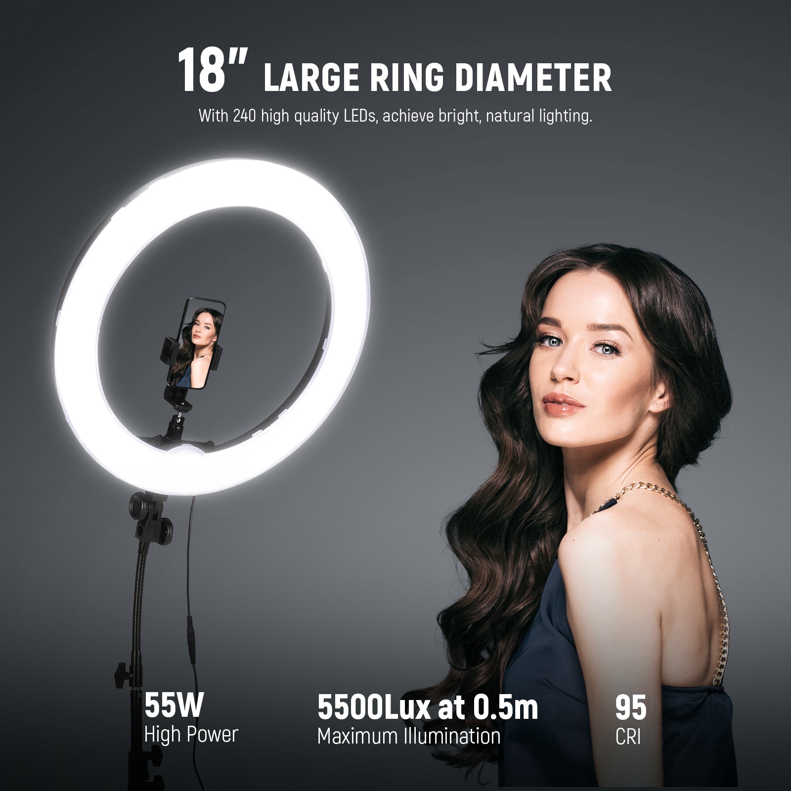 NEEWER RL-18 18 Inch LED Ring Light Kit