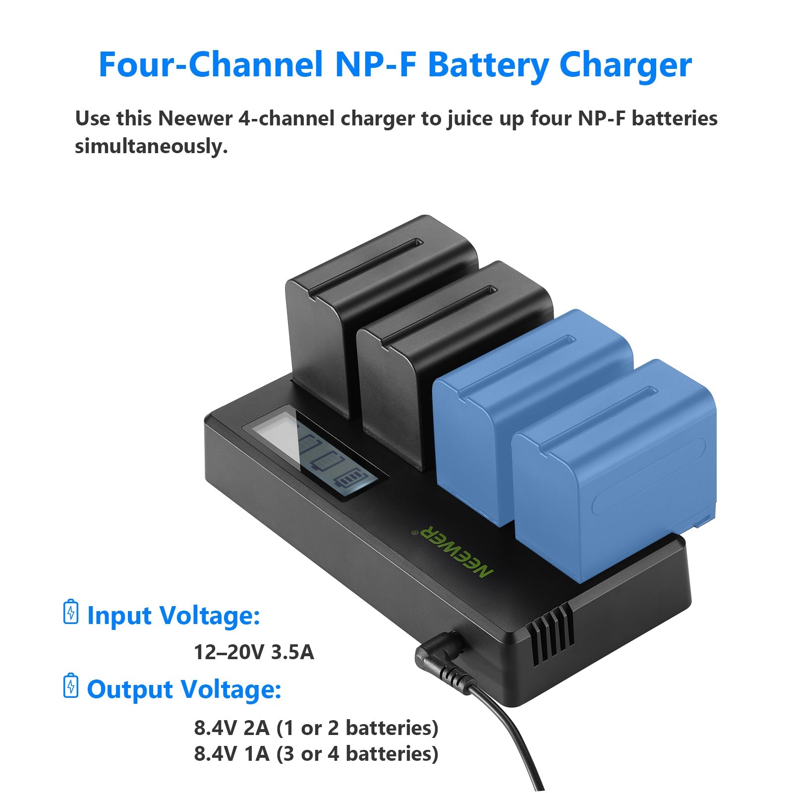 NEEWER 4-Pack NP-F970 Battery Set for Sony