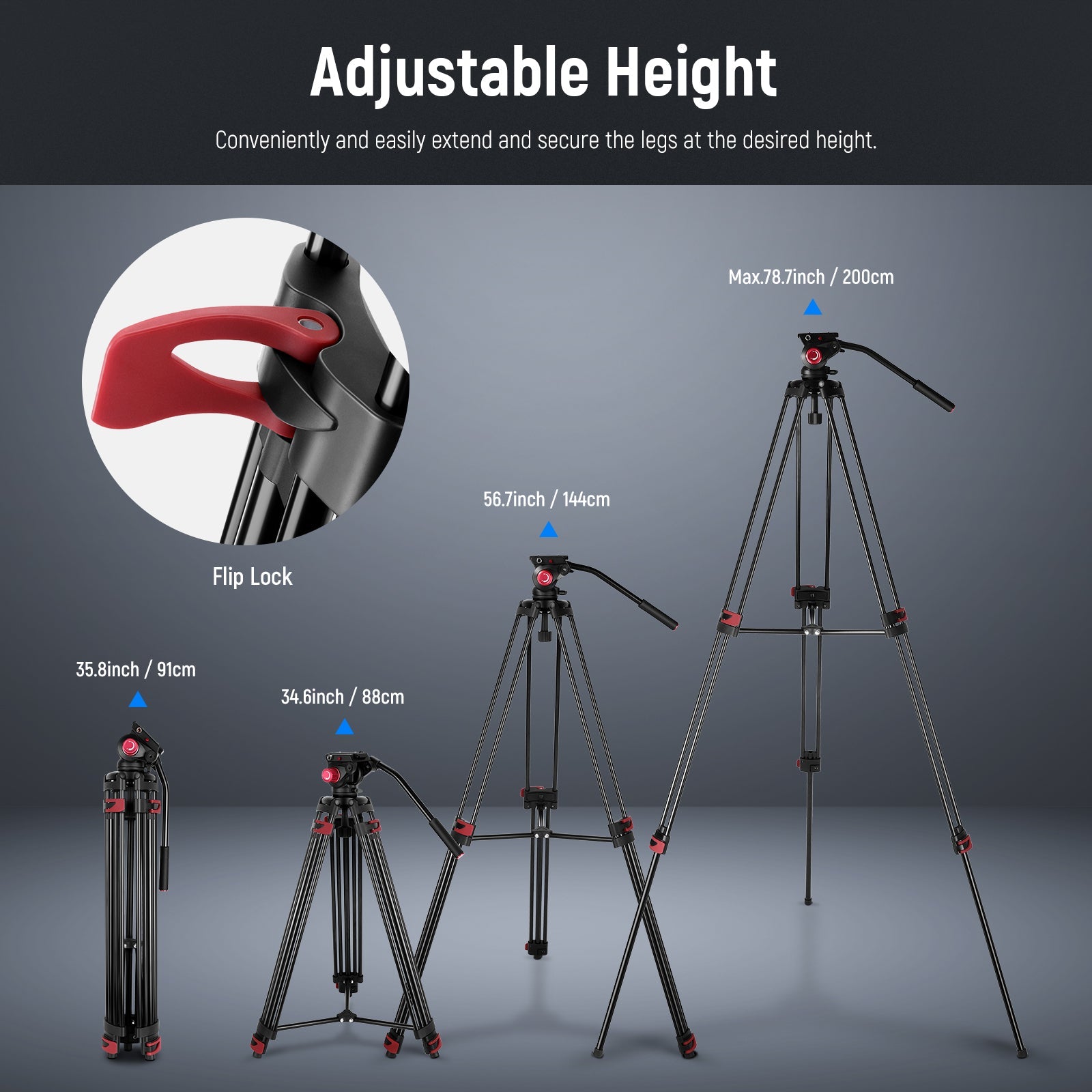 NEEWER DS801 Heavy Duty Aluminum Alloy Video Tripod