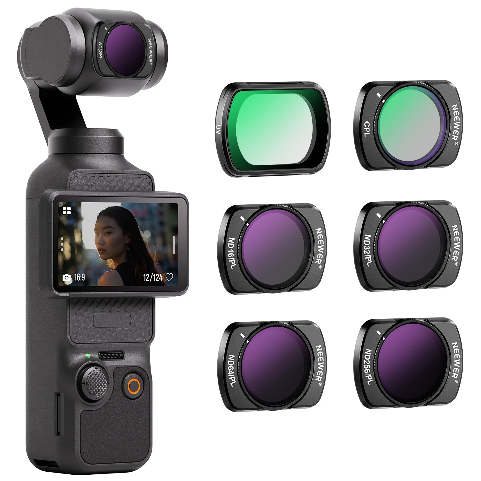 NEEWER  6 Pack Magnetic ND/PL UV CPL Filters Set for DJI OSMO Pocket 3