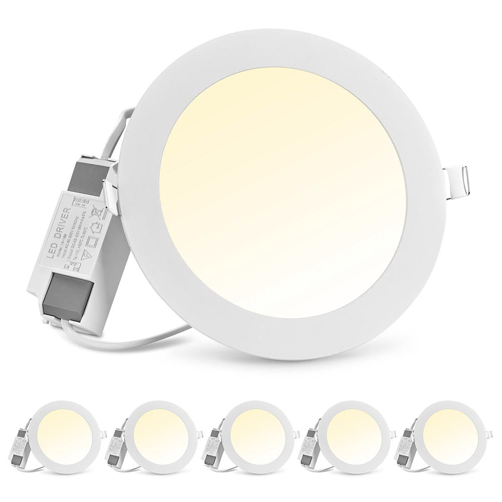 Yescom SMD LED Recessed Ceiling Light with Driver, 6-Pack 12W