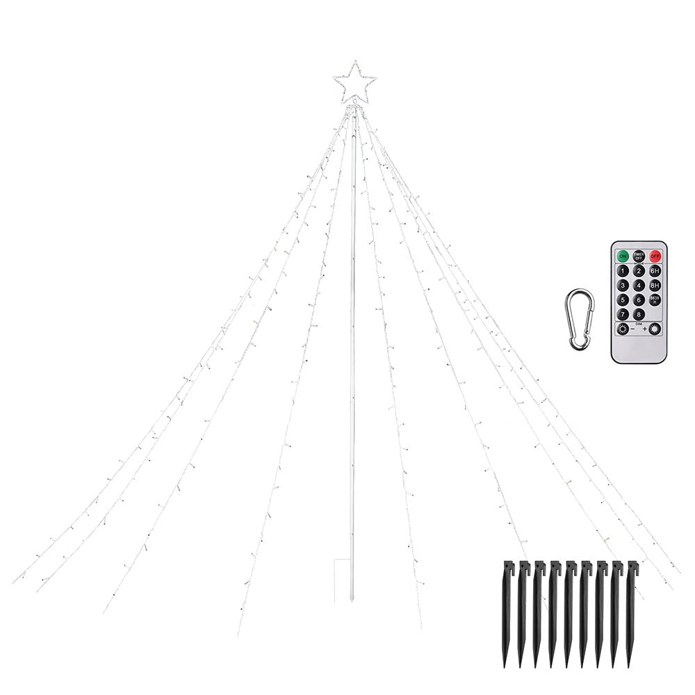 Yescom Christmas Tree Light 9 String Lights with Star & Pole