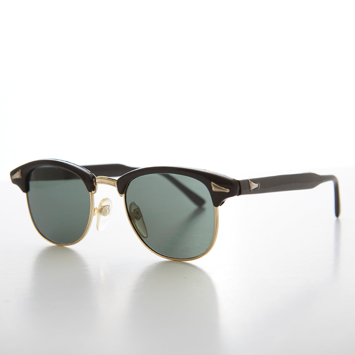 Classic Half Frame Vintage Sunglass with Glass Lens - Hollis