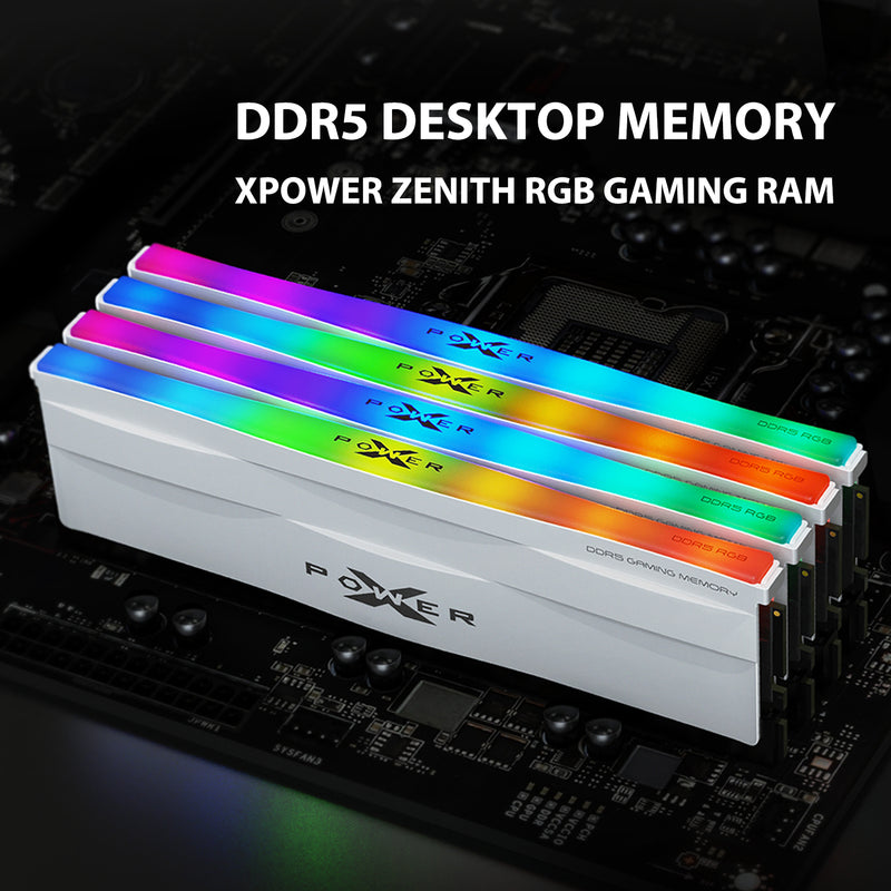 Silicon Power Zenith Gaming RGB DDR5 5600MHz(PC5-44800) 32GB(16GBx2) 듀얼 팩 1.25V 데스크탑 비버퍼 DIMM [흰색]