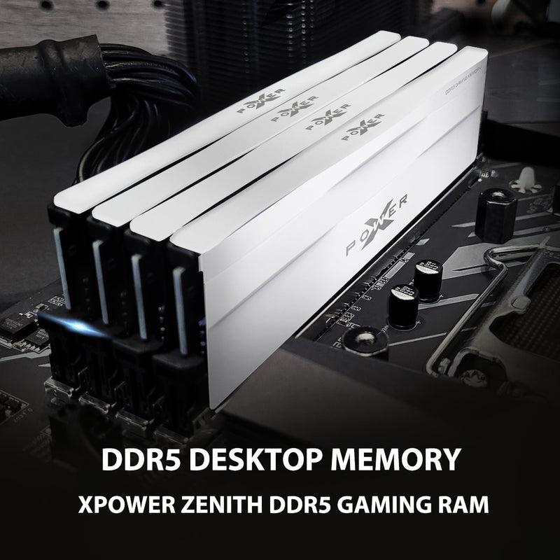 Silicon Power Zenith Gaming DDR5 6000MHz(PC5-48000) CL30/CL40 32GB(16GBx2)-64GB(32GBx2) 듀얼 팩 1.35V 데스크탑 언버퍼 DIMM[화이트]