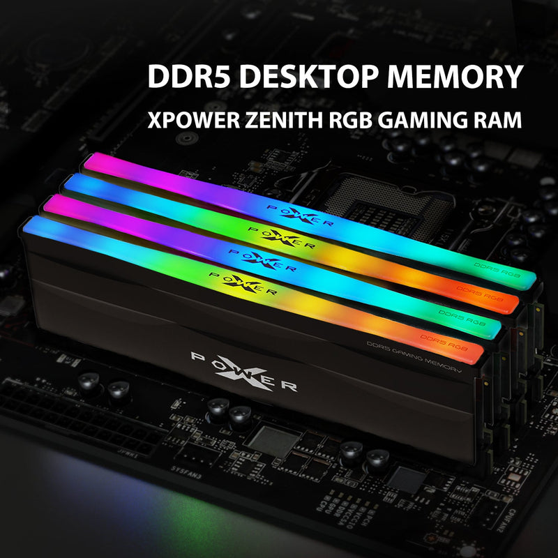 Silicon Power Zenith Gaming RGB DDR5 5200MHz (PC5-41600) 32GB(16GBx2) Dual Pack 1.25V Desktop Unbuffered DIMM [Black]