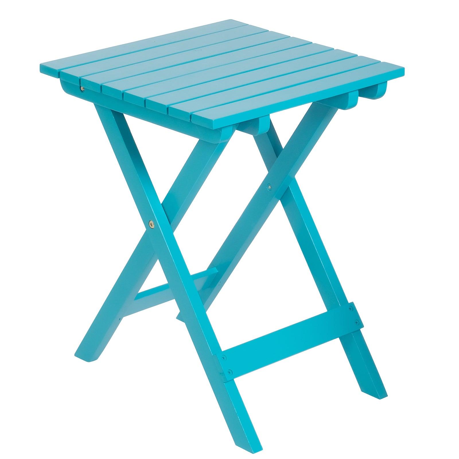 Outdoor Wooden Folding Square Side Table, Portable Lounge End Table, Blue