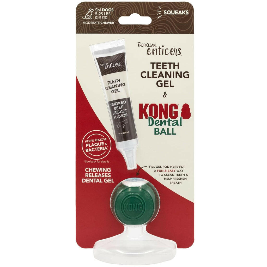 Kong Dental Ball with Tropiclean Enticer Teeth Cleaning Gel