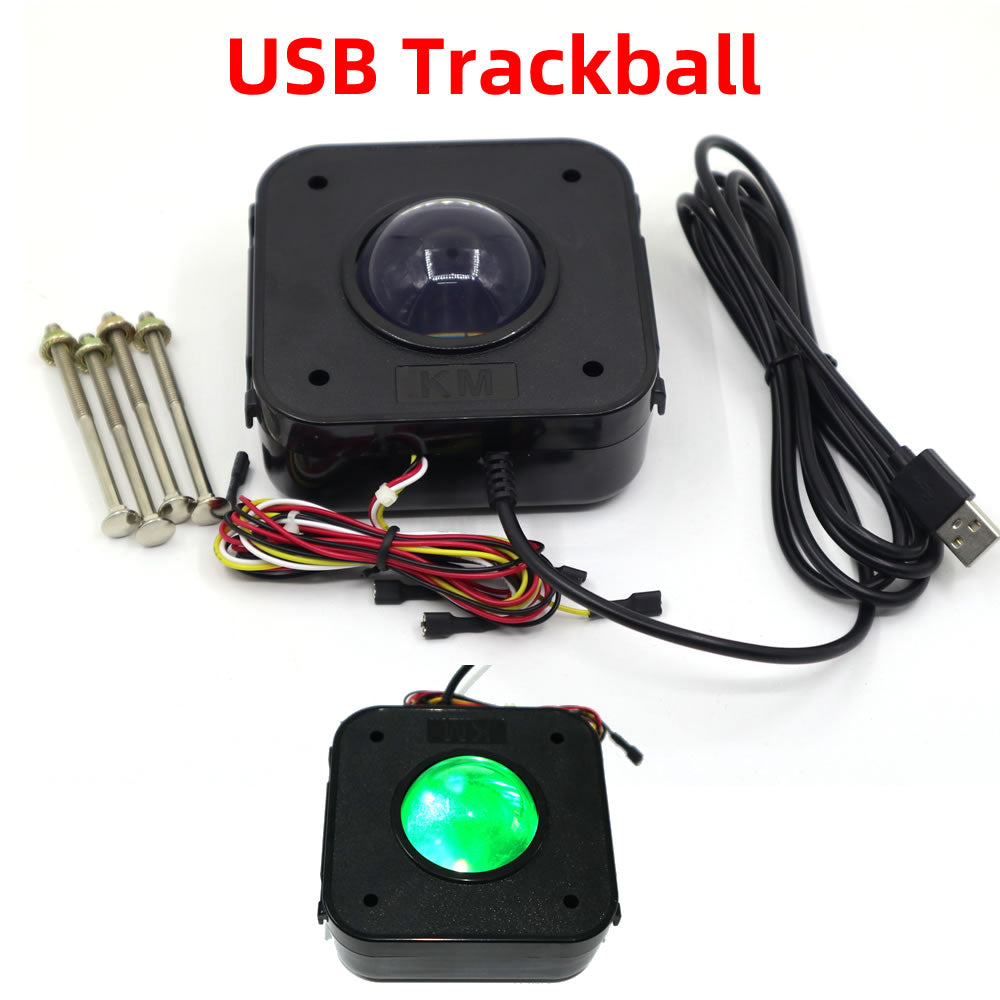 RAC-Trackball USB Arcade Game Trackball Mouse Illuminated LED USB Connector