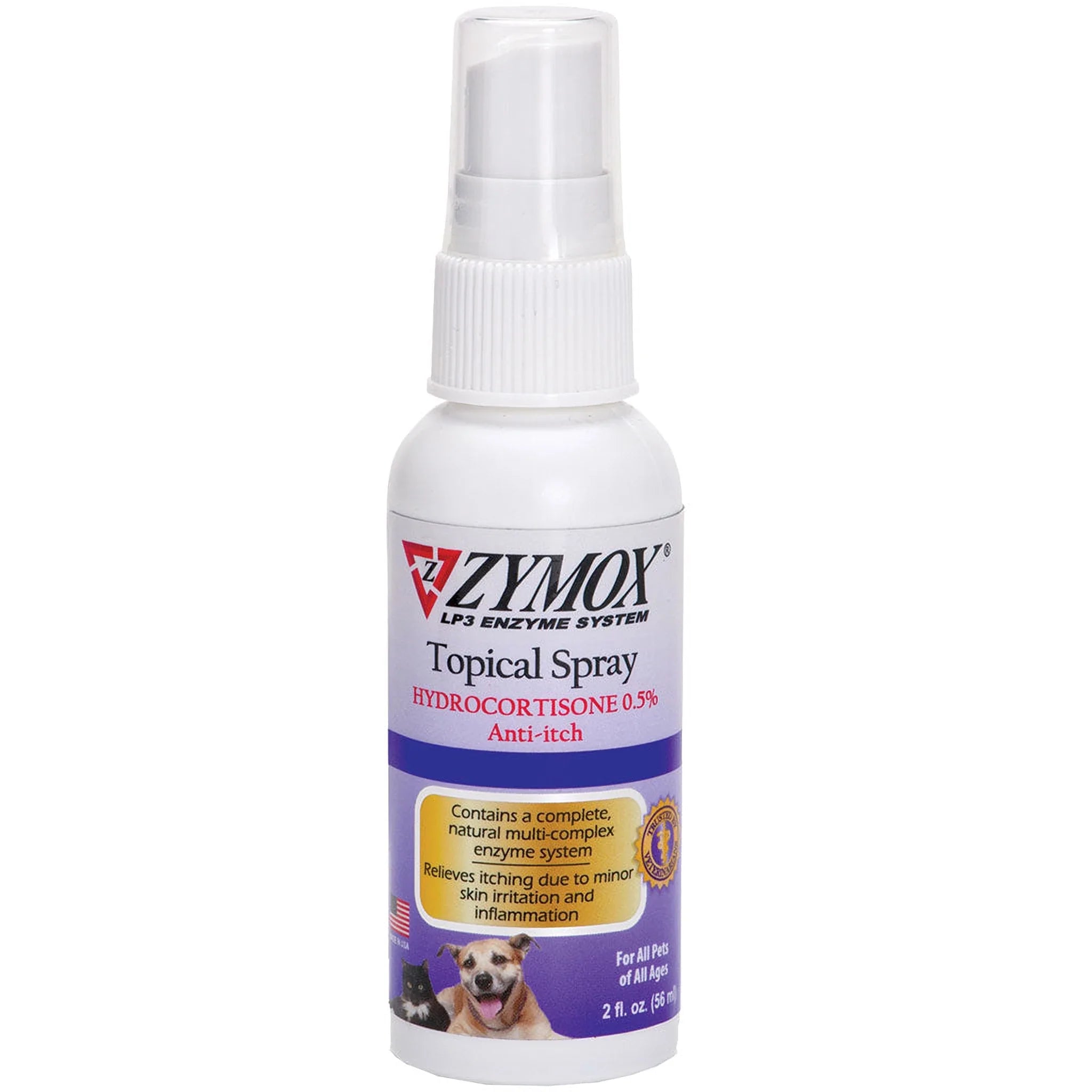 Zymox Enzymatic Topical Spray with Hydrocortisone 0.5% for Dogs & Cats (2 oz)