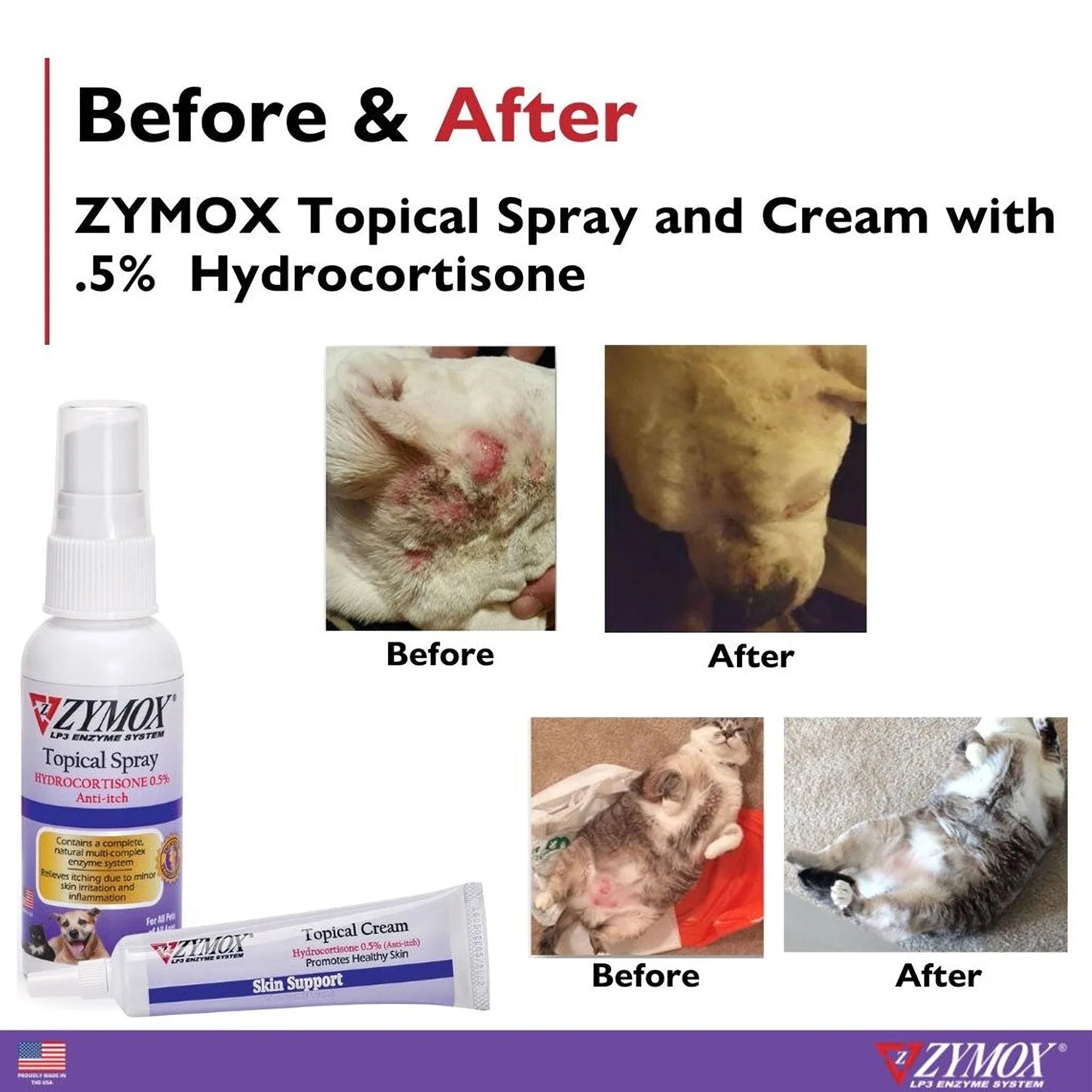 Zymox Enzymatic Topical Spray with Hydrocortisone 0.5% for Dogs & Cats (2 oz)