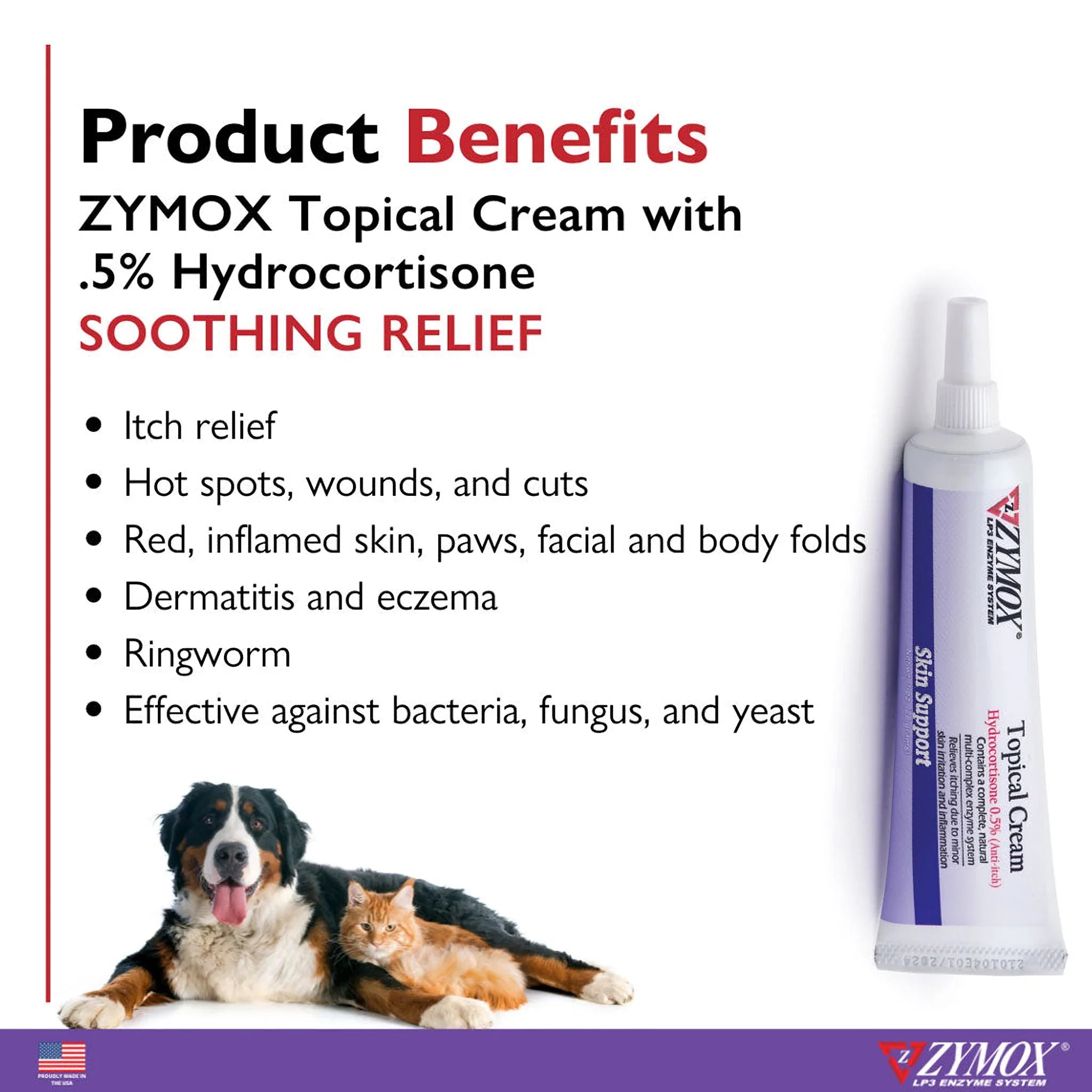 Zymox Topical Cream Hydrocortisone 0.5% for Dogs & Cats (1 oz)