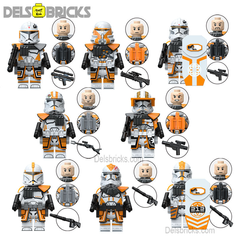 212th Battalion Clone Troopers set of 8 Star Wars Lego Minifigures Custom Toys