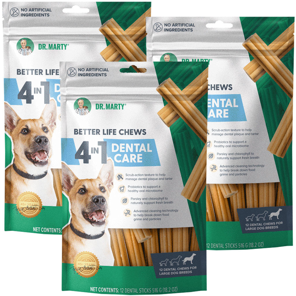 Dr. Marty Better Life Chews 4 in 1 Dental Care for Dogs, Large 60+ lbs