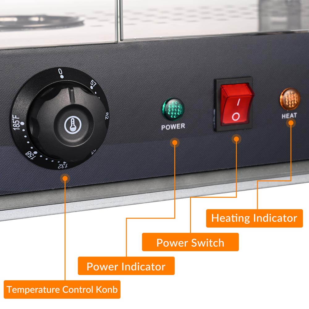Yescom Pizza Food Warmer Commercial Countertop Display Case 3 Tier