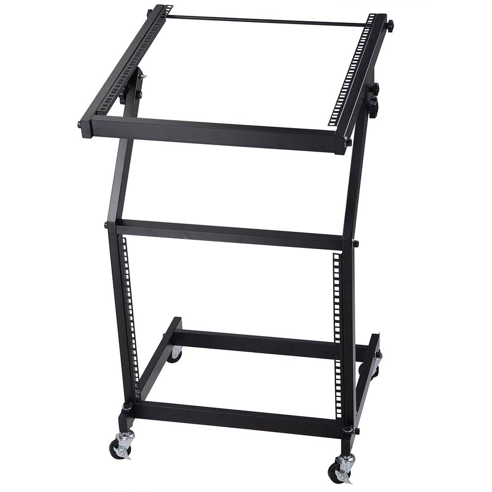 Yescom 19in 9U Space Rolling Audio Mixer Stand Cart Rack Mount