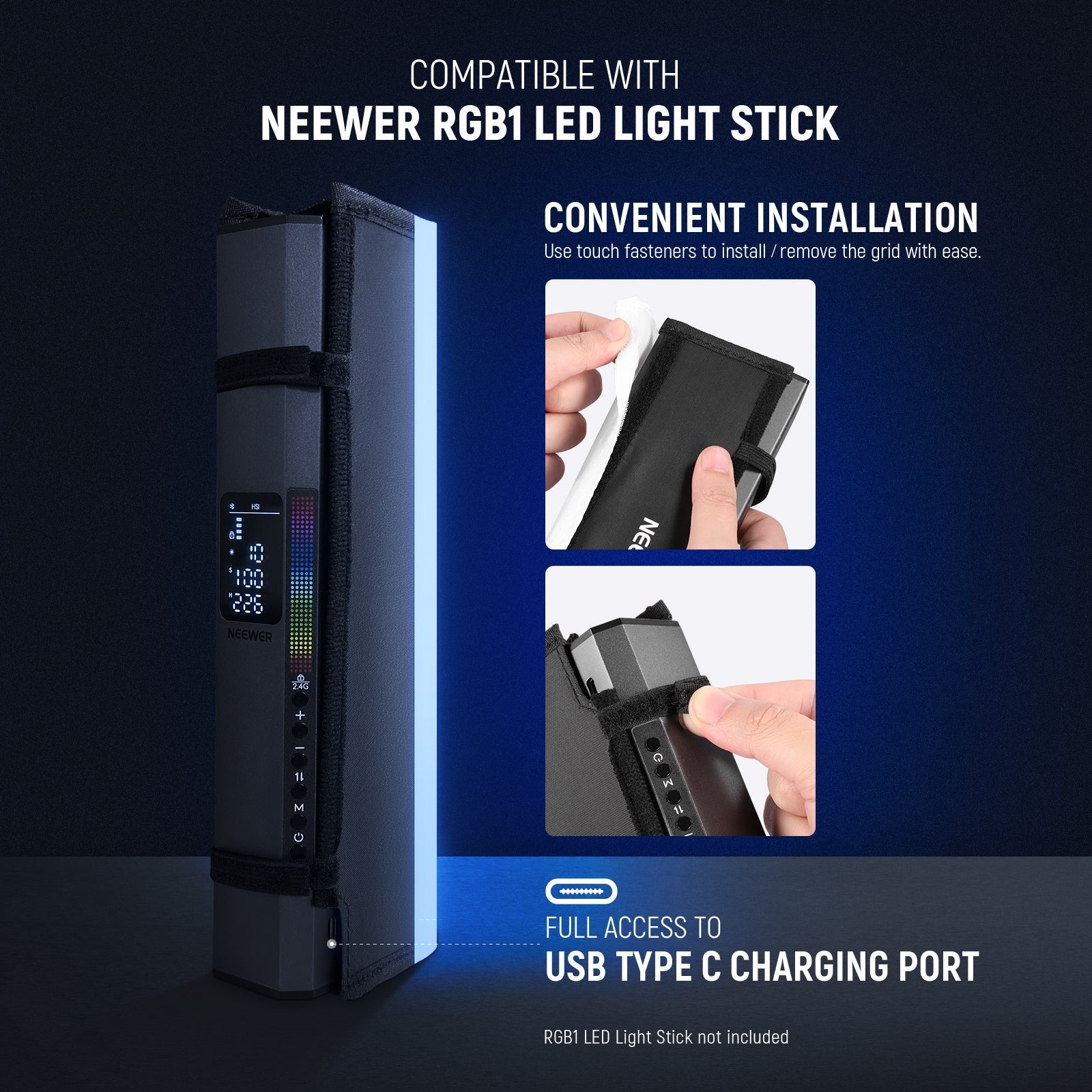 NEEWER NS7S Tube Light Grid Softbox Diffuser for RGB1