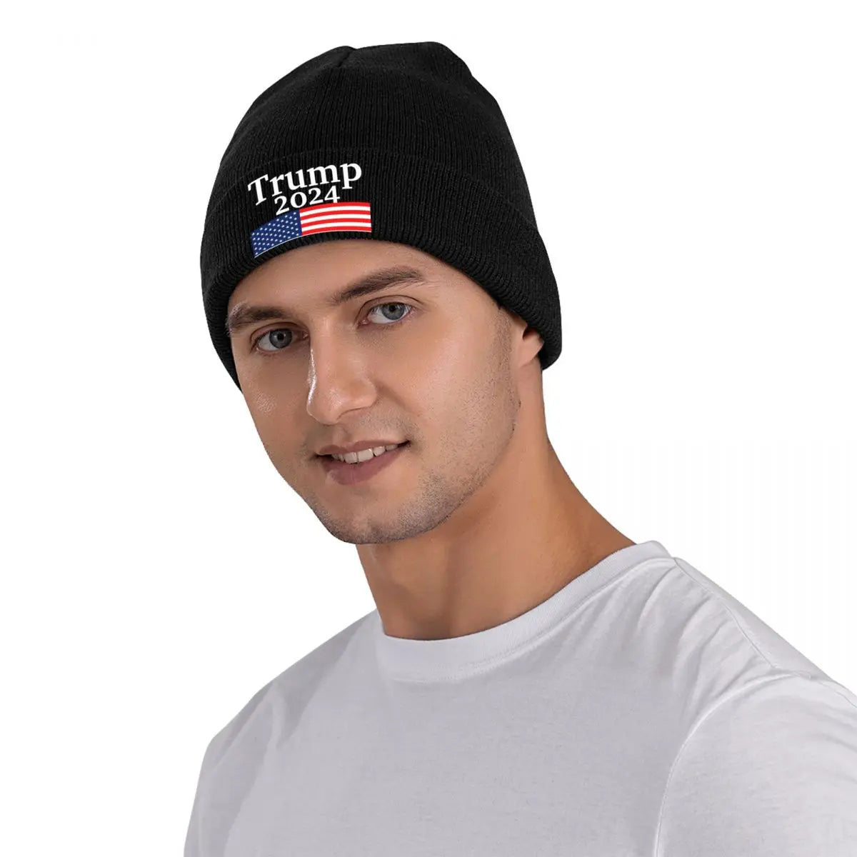 Donald Trump 2024 Campaign American Flag Knitted Hat Women'S Men'S Skullies Beanies Winter Hat Warm Melon Cap