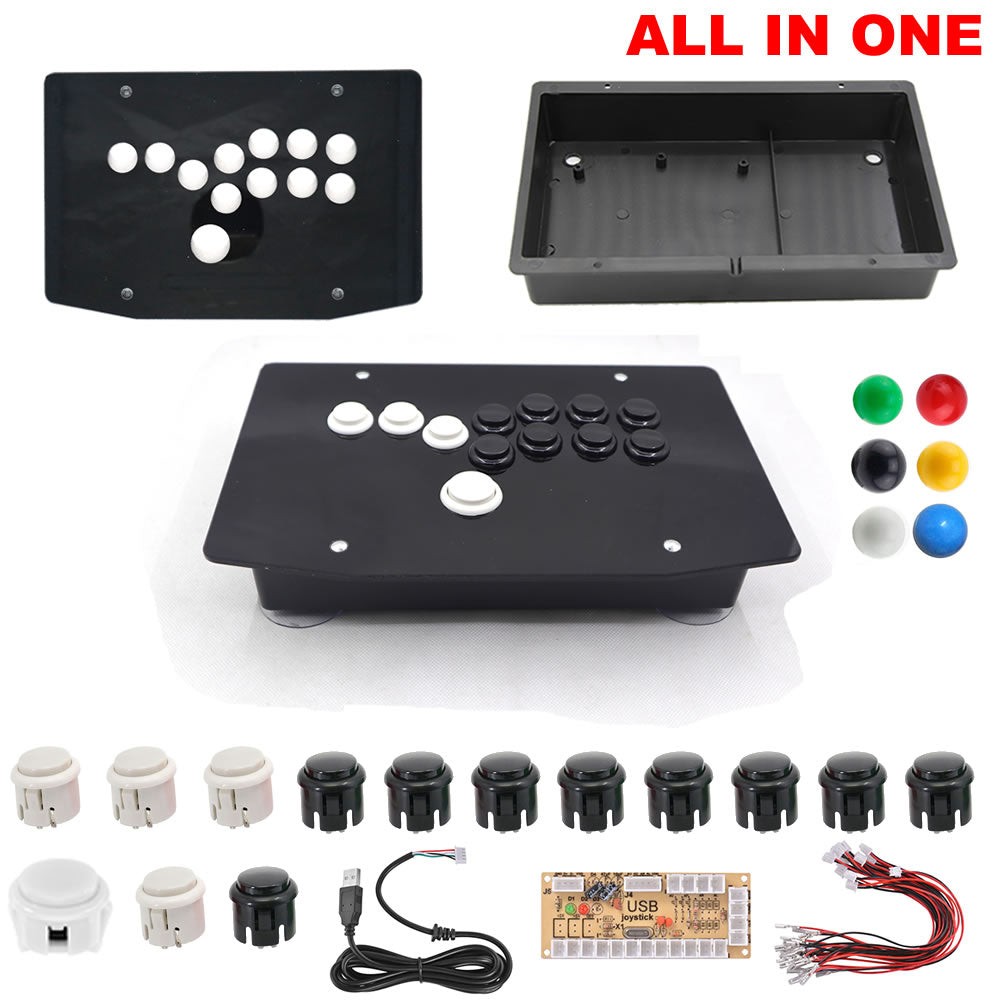 DIY Leverless-Style Joystick All Button Fighting Game Controllers Kit Panel Case Buttons Encoder