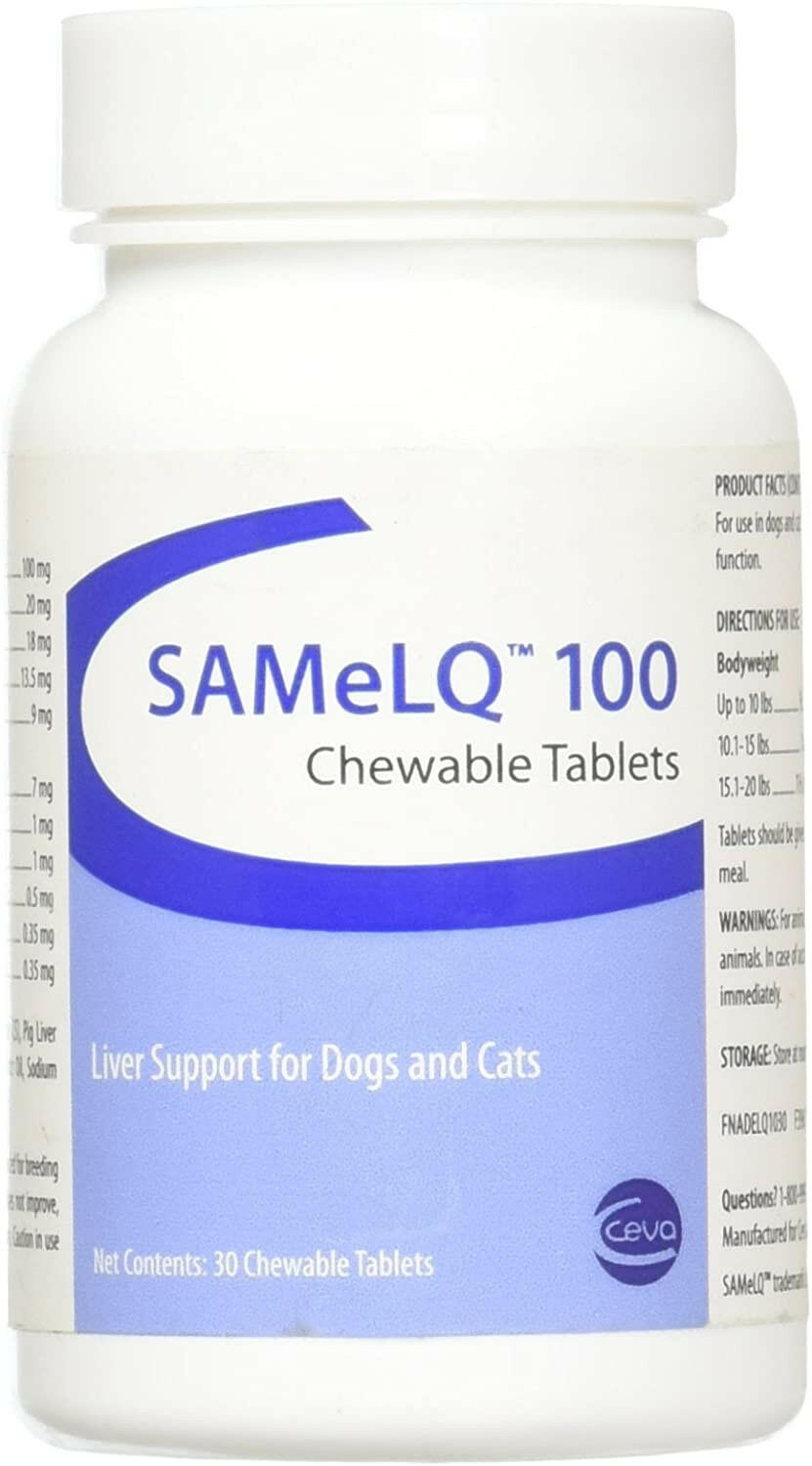 SAMeLQ 100 Chewable Tablets for Dogs & Cats - Boost Liver Health