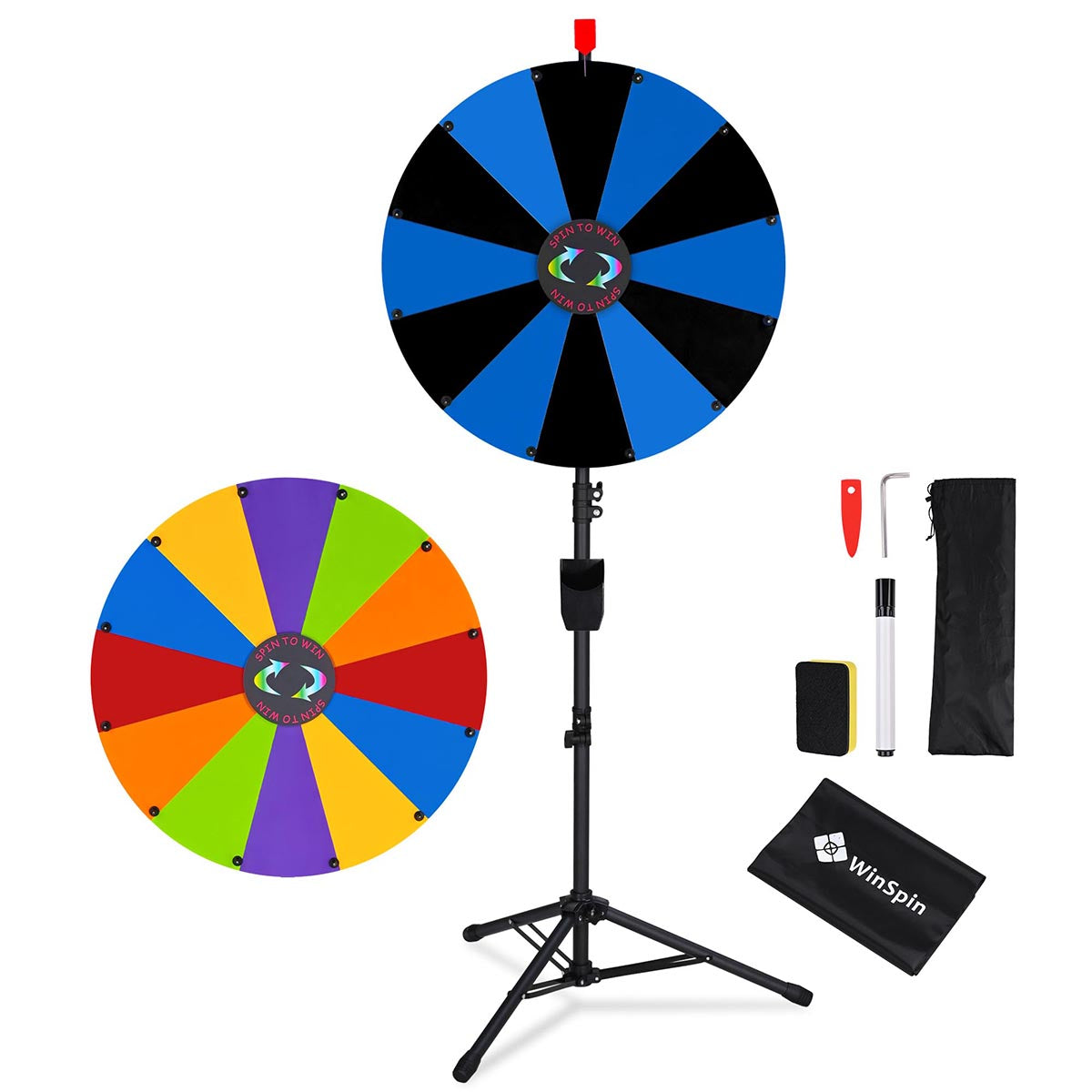 WinSpin 24" Modular Prize Wheel with Adjustable Height Stand 12-Slot
