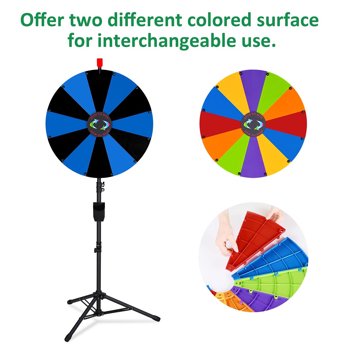 WinSpin 24" Modular Prize Wheel with Adjustable Height Stand 12-Slot