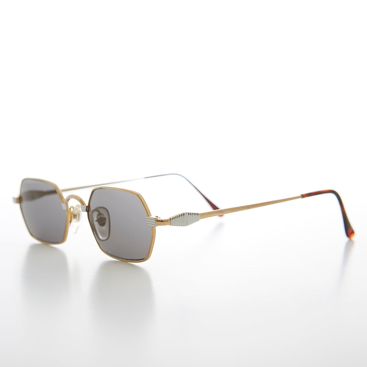 Gold Silver Hexagon Vintage Optical Quality Sunglass - Tempe