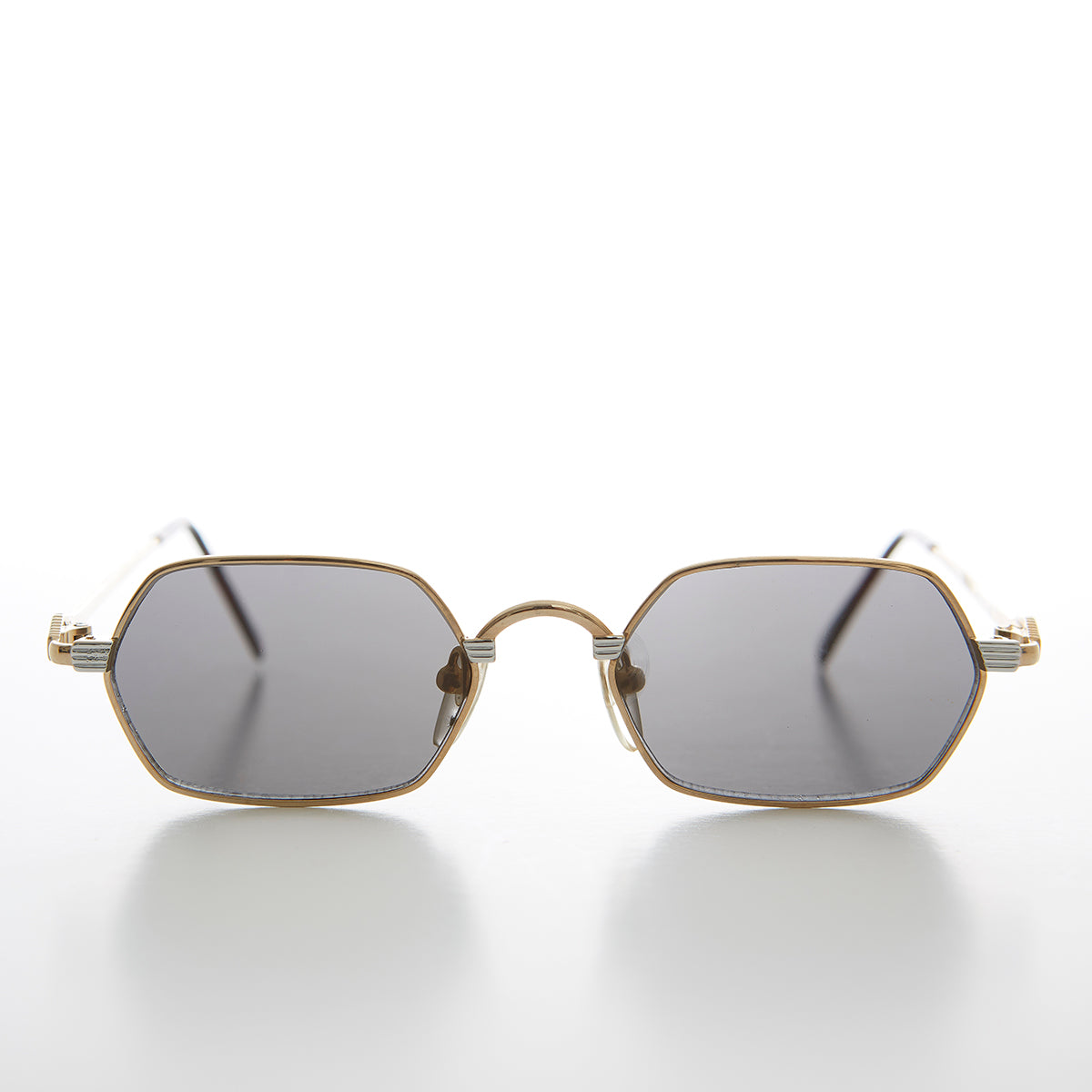 Gold Silver Hexagon Vintage Optical Quality Sunglass - Tempe