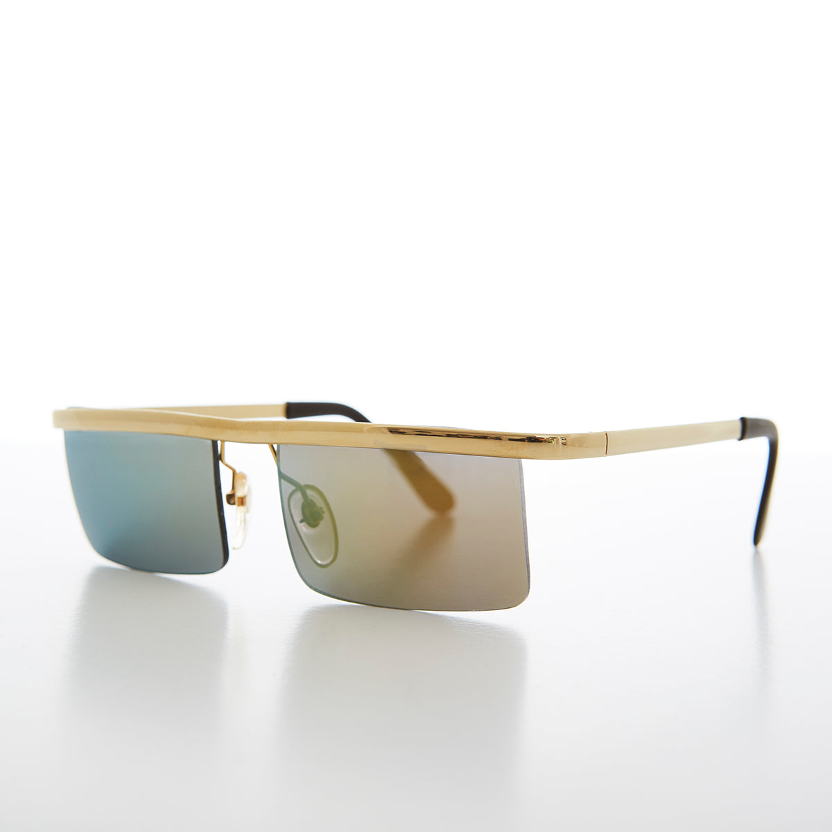 Futuristic Metal Rectangular Rimless Steampunk Vintage Sunglass - Hans