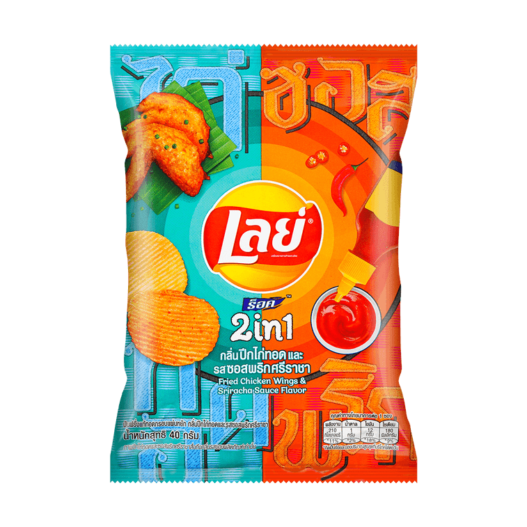 Lays 2-in-1 Potato Chips with BBQ Chicken Wings and Salsa Chili Flavor, 1.41 oz