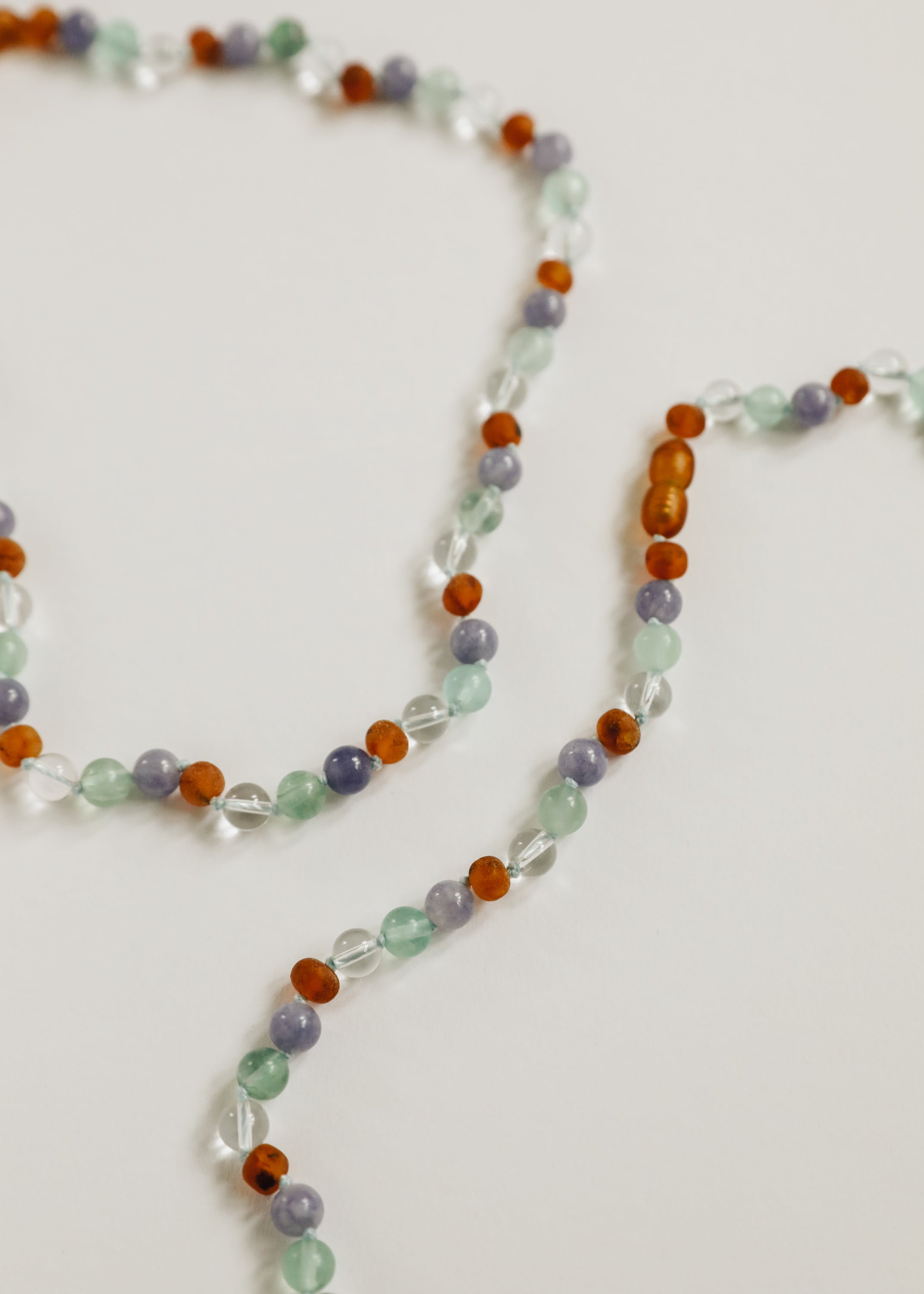 Baltic Sea Amber + Natural Gemstone || Necklace