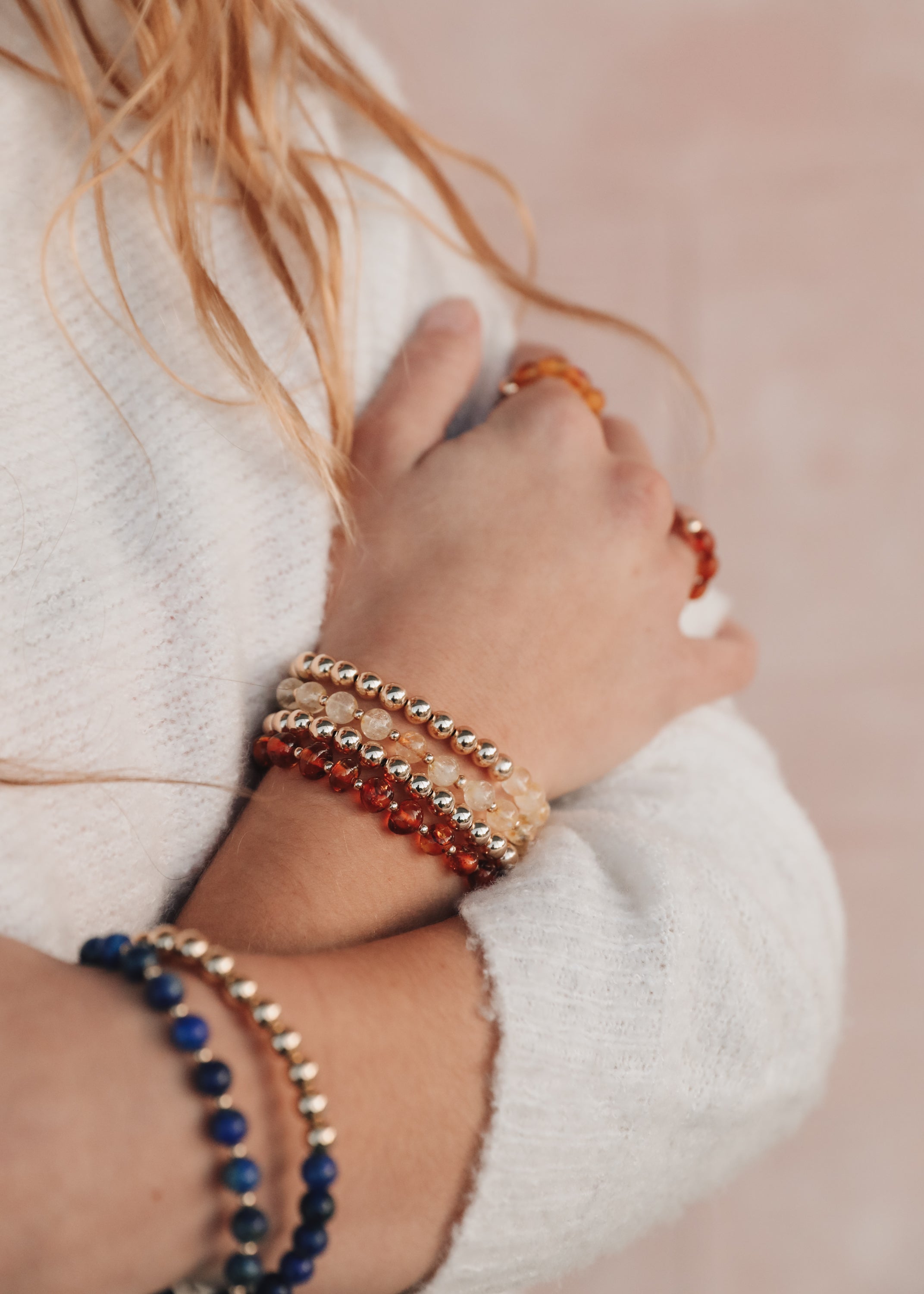 Citrine : Gold Sun +  Moon || Adult Bracelets