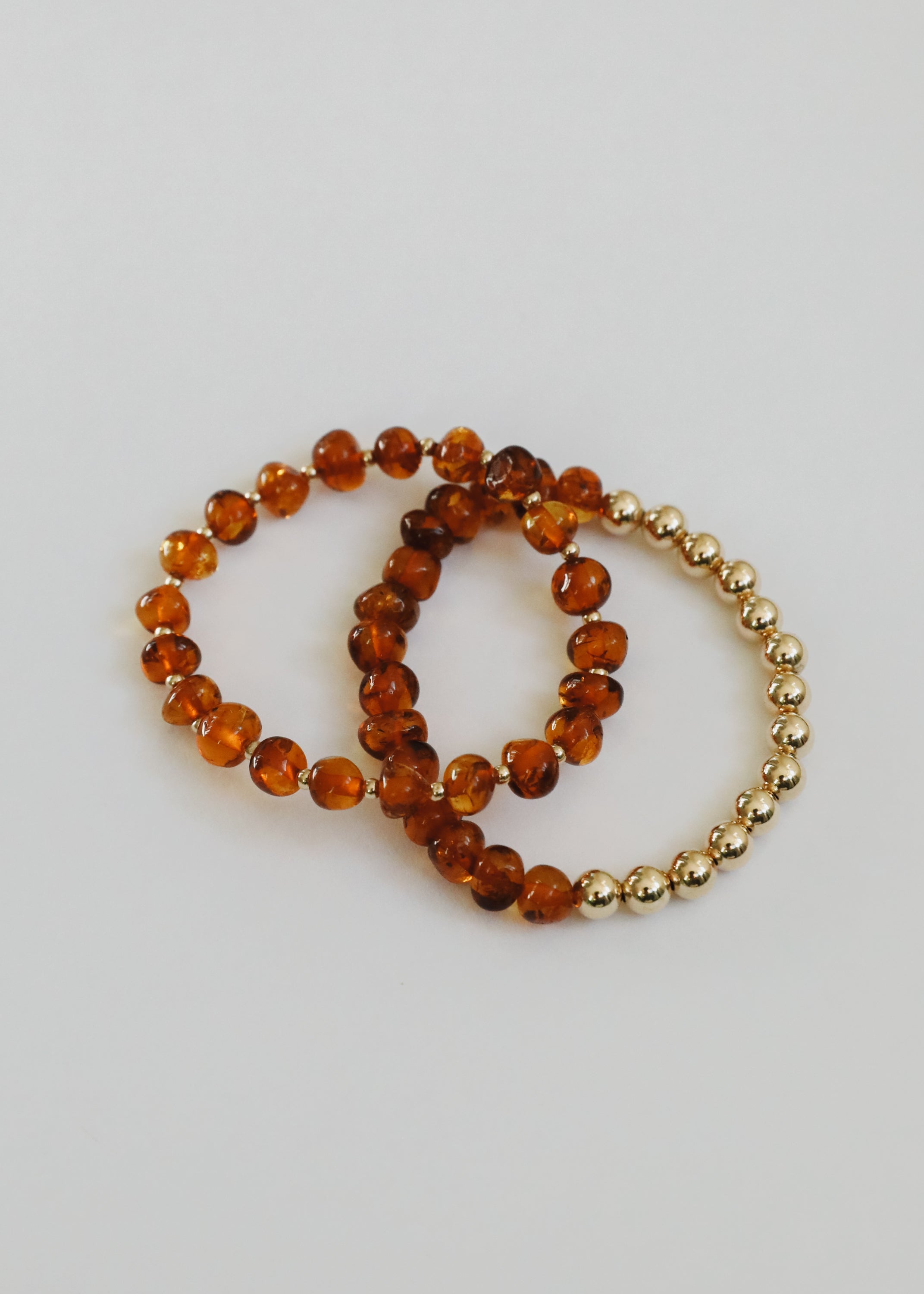 Baltic Sea Amber : Gold Sun + Moon || Adult Bracelets