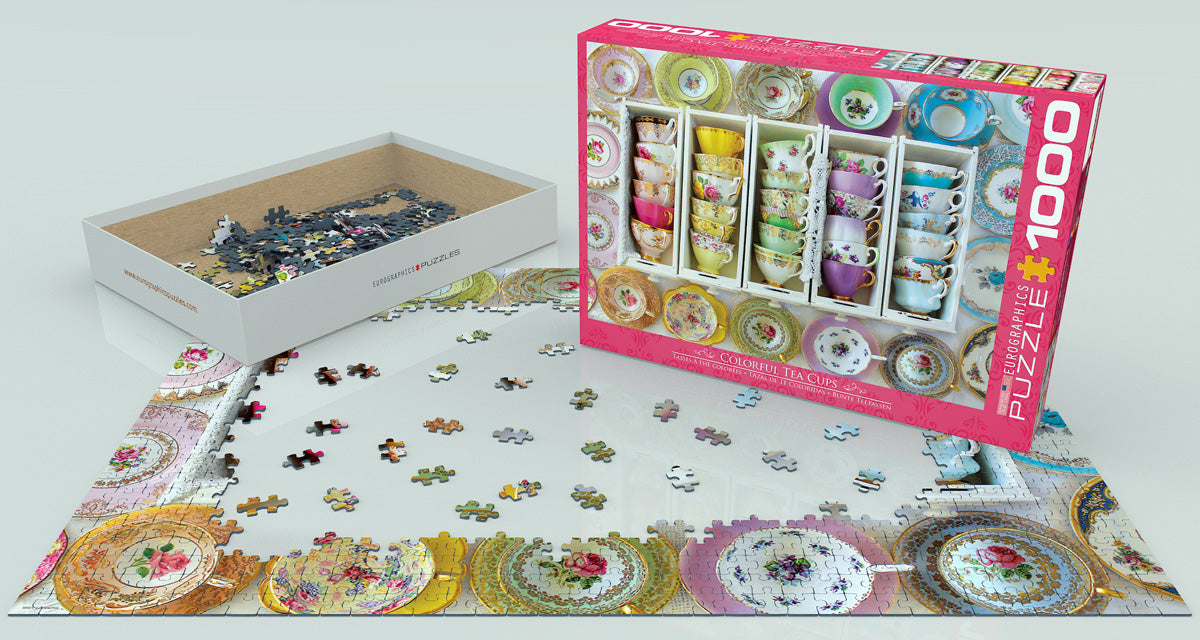 Puzzle: Vintage Tea Set collection - Colorful Tea Cups