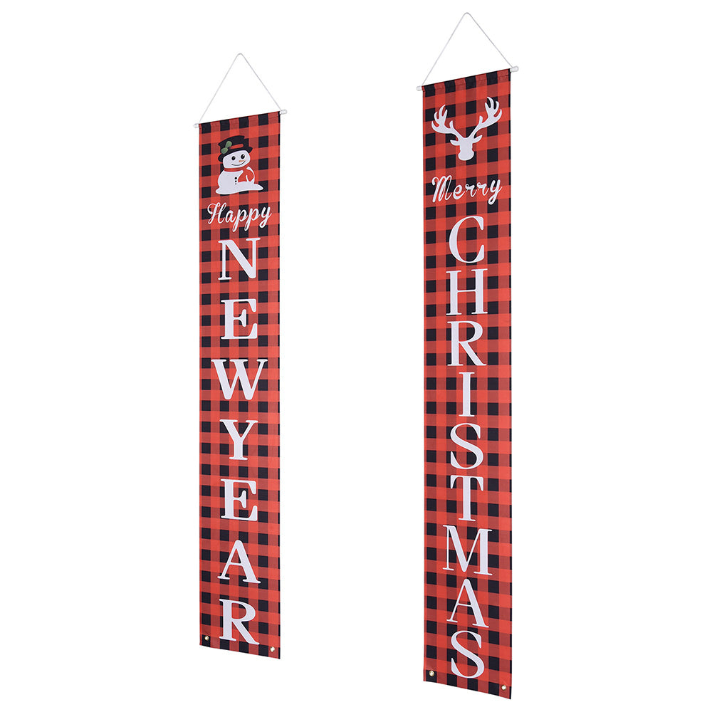 Yescom Christmas Sign Happy New Year Door Welcome Sign Set of 2