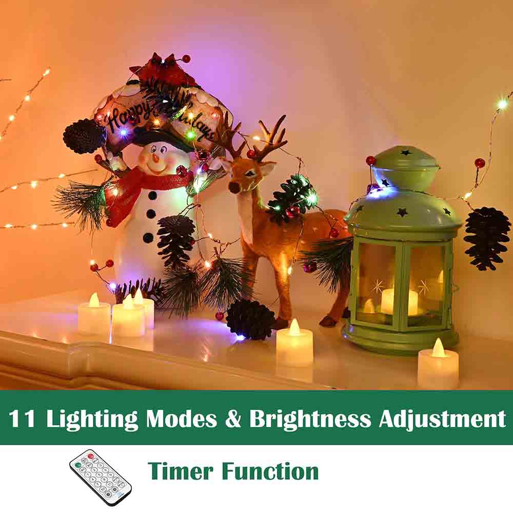 Yescom Pre-lit Christmas Garland with Lights Battery Remote Operated