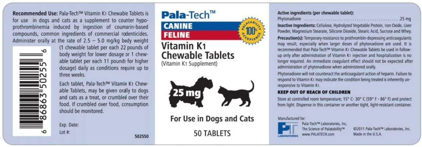 Pala-Tech Vitamin K1 25mg (50 chewable tablets)