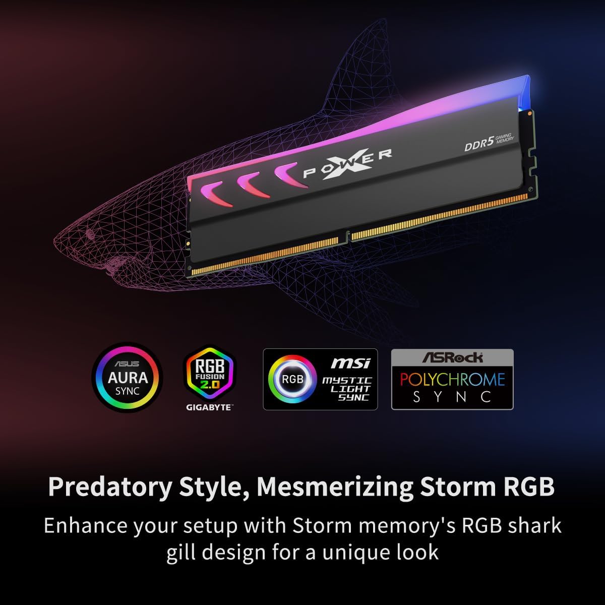 Silicon Power Storm RGB DDR5 7600MT/s (PC5-60800) CL36 16GB(1x16GB) Single Pack 1.4V Desktop Unbuffered DIMM [Gray]
