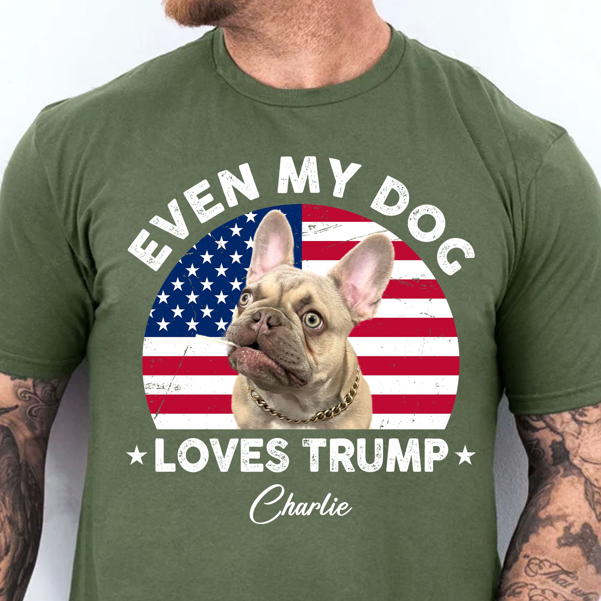 Custom Photo Even My Dogs Love Trump 2024 | Election 2024 Shirt | Personalized with Your Own Dog Cat Photo Shirt C1217 - GOP