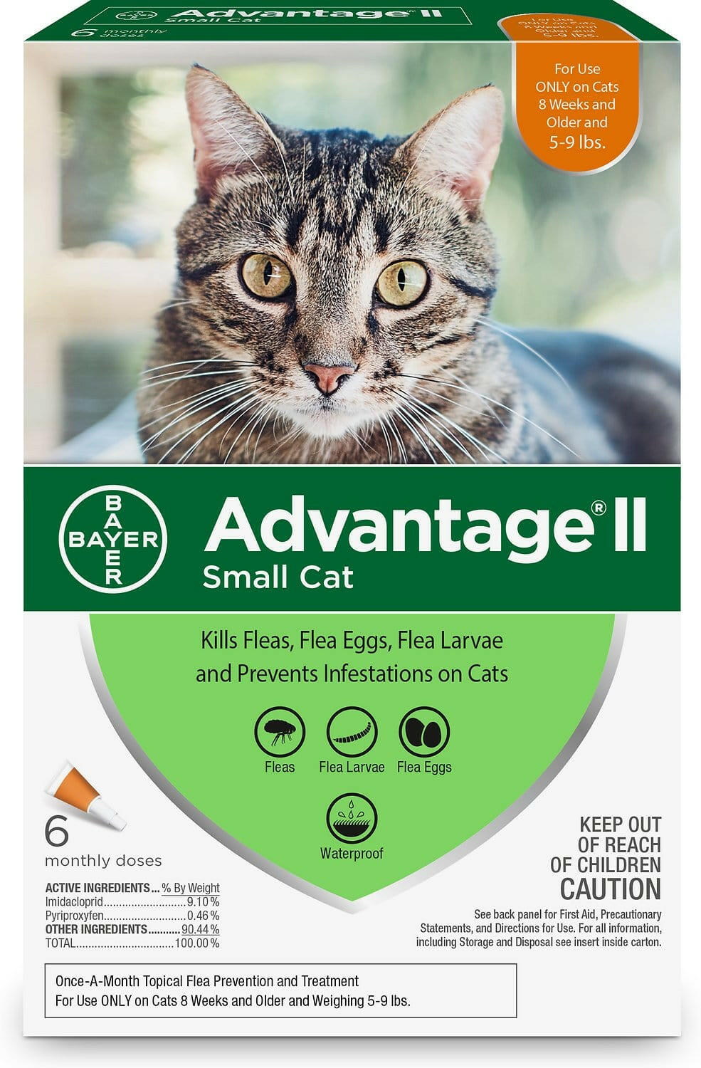 Advantage II Flea Control for Small Cats (5-9 lbs) Orange Box