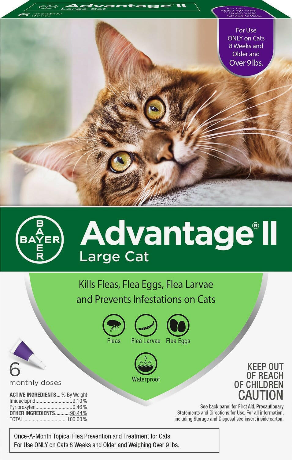 Advantage II Flea Control for Large Cats (Over 9 lbs) Purple Box