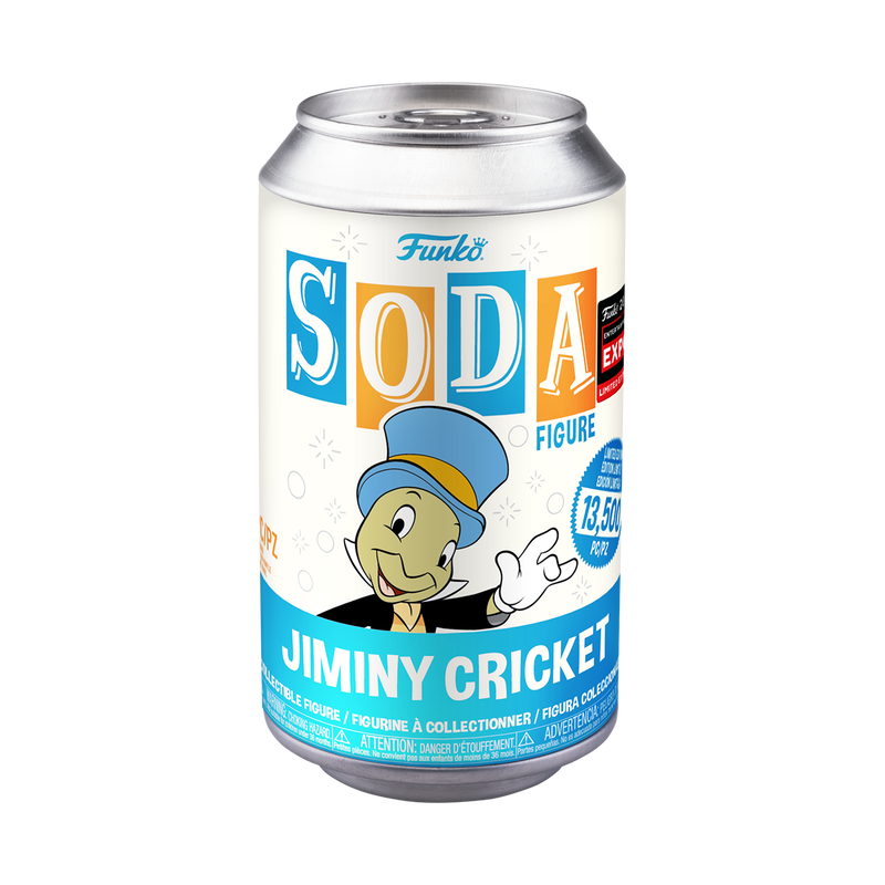 Funko Soda Vinyl: Disney - Jiminy Cricket Sealed Can with Chance at Chase (2024 Limited Edition Entertainment Expo Shared Exclusive)