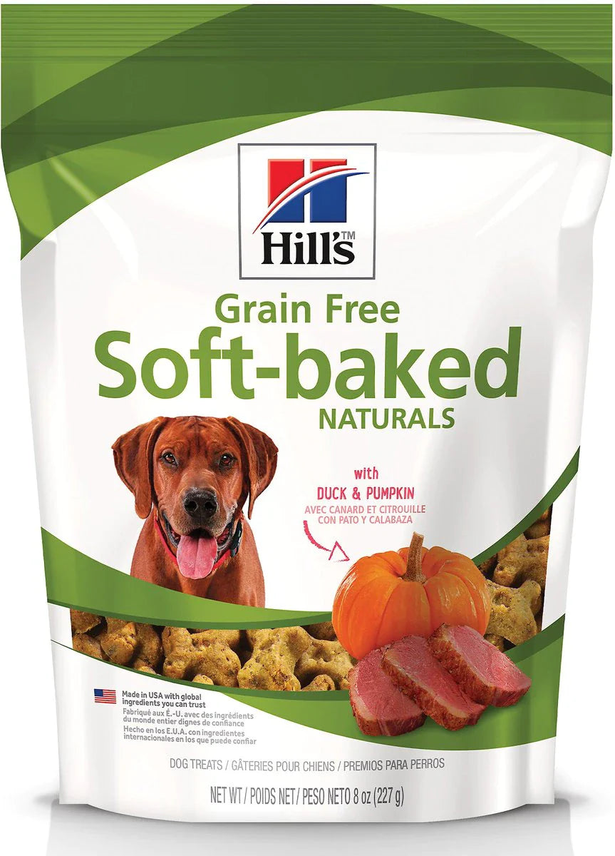 Hill's Grain Free Soft-Baked Naturals Dog Treats, with Duck & Pumpkin, 8 oz bag