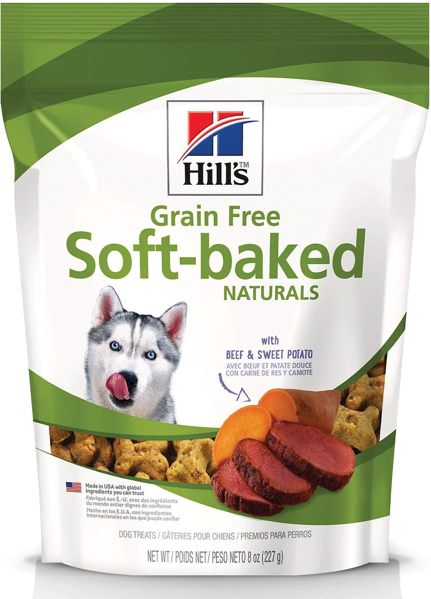 Hill's Grain Free Soft-Baked Naturals Dog Treats, with Beef & Sweet Potatoes, 8 oz bag